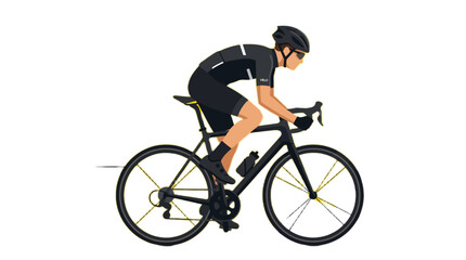 Obraz premium Professional Cyclist in Black Racing Gear Riding a Modern Bicycle with Aerodynamic Pose
