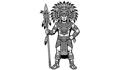 Fototapeta premium Ancient warrior with plant decoration standing