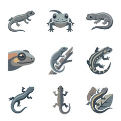 Obraz premium Collection of various lizard species profiles.