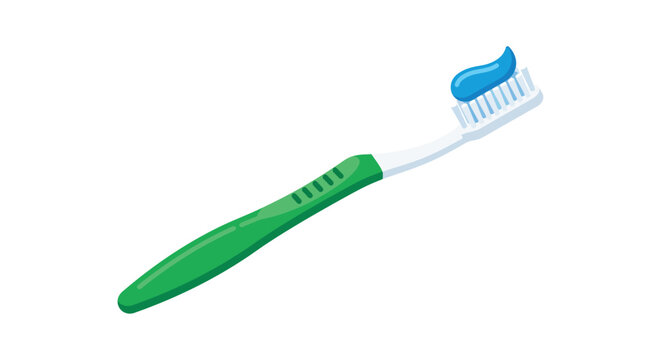 Toothbrush with toothpaste vector illustration on a white background dental hygiene oral care tooth cleaning brushing teeth health mint paste blue bathroom accessory personal