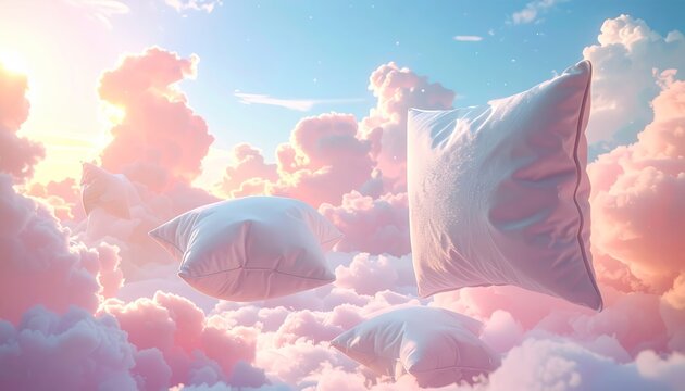 Dreamy pillows floating on fluffy clouds.