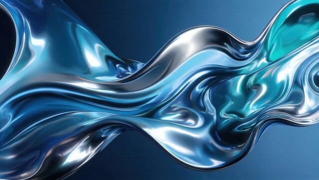 Abstract flowing metallic liquid