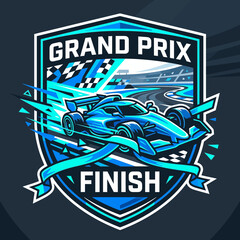 Obraz premium Futuristic Formula One Grand Prix Finish Line Racing Emblem