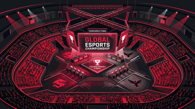 Global Esports Championship Tournament Arena With Packed Audience