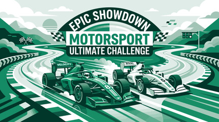 Obraz premium Epic Motorsport Challenge With Formula Racing Cars Competing On Track