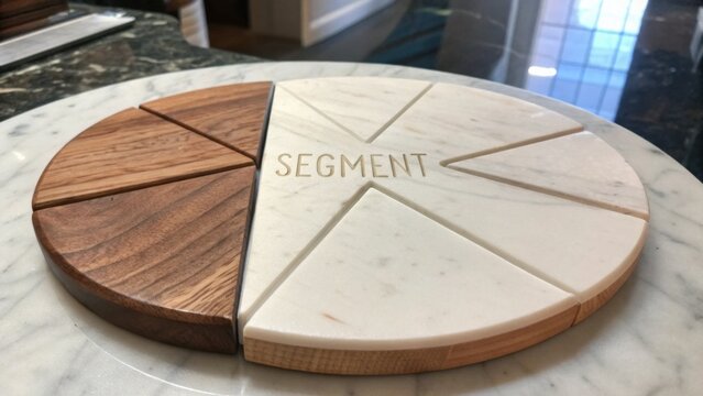 Elegant Round Serving Board with Segments Crafted from Wood and Marble Materials for Culinary Presentation and Home Decor
