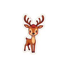 Fototapeta premium Cute cartoon deer sticker illustration