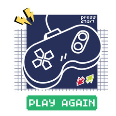Classic Game Controller Line Art Retro Gaming Illustration © Dimas