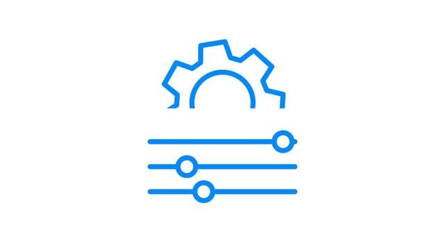 Minimalist digital gear settings icon on white background