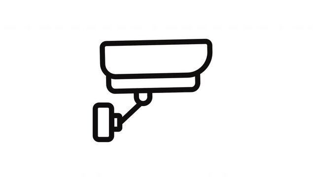 Security Camera Line Art Icon Looping Animation for Surveillance and Monitoring Concept Presentation