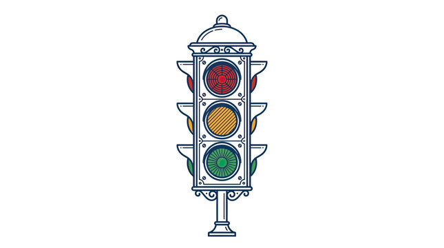 Retro Traffic Signal Light, Vintage Style, Red Yellow Green Lights