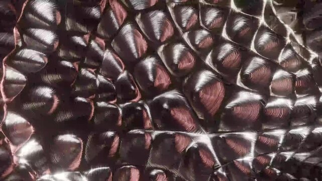 4K Metallic Scale Surface Rippling Slow Motion Abstract Texture Reddish Brown Macro Detail