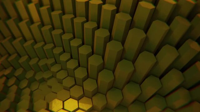 4K Hexagonal Prisms Undulating Wave Pattern Seamless Loop Abstract Geometric Motion Background Animation