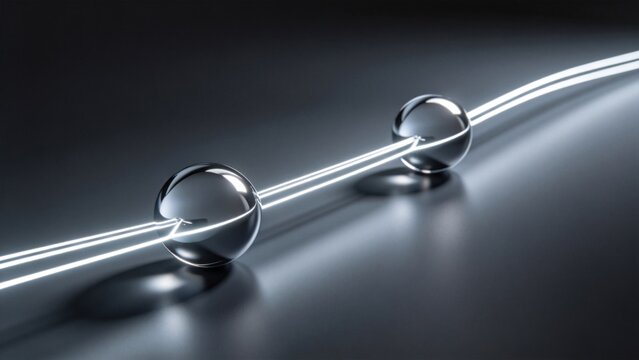 Two reflective spheres connected by light