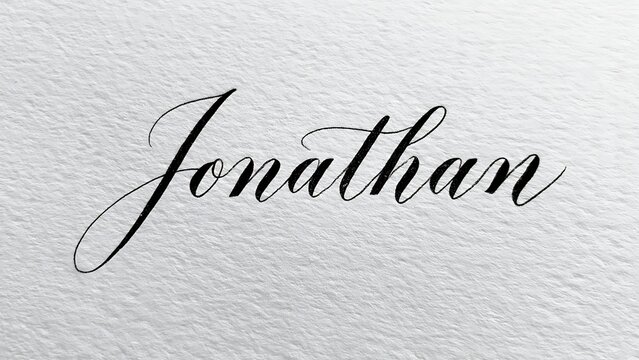 Elegant Calligraphy Writing of the Name Jonathan on Textured White Paper Surface