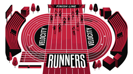 Obraz premium Dynamic Runners Compete On The Track Towards The Finish Line