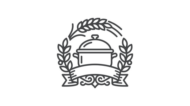 Clean Black and White Minimalist of a Synagogue with Laurel Wreath and Hebrew Script with high quality professional line art symbols for modern creative design and digital branding projects