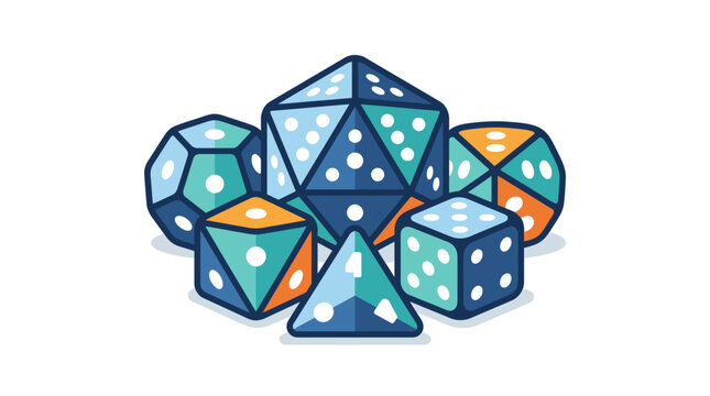 Colorful Dice Set Flat Design Vector
