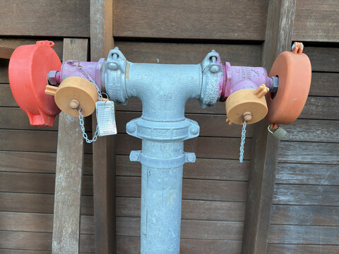 Industrial Fire Hydrant Standpipe with Dual Outlets and Protective Caps