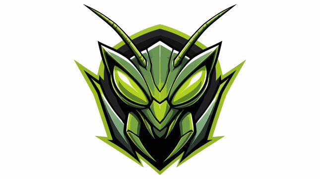 Green Praying Mantis Insect Head Logo Design.