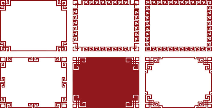 Chinese red rectangle frame vector design.