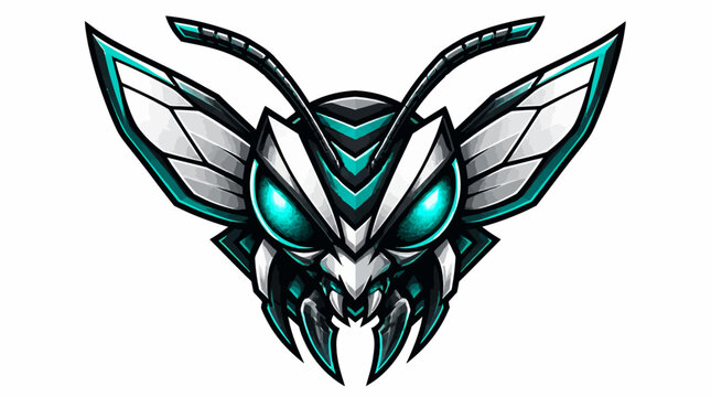Stylized Moth Monster Head Illustration.