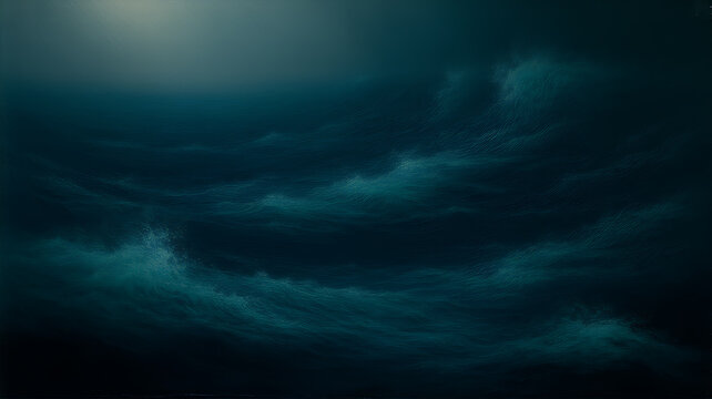 Turbulent dark blue ocean waves a dramatic oil painting with textured brushstrokes and moody lighting aquatic azure brushstroke