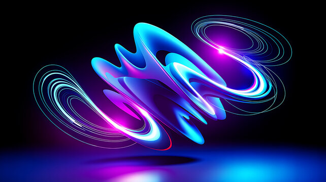 Abstract swirling lines and loops a vibrant 3d rendering with blue and magenta illumination swirl loop curves forms