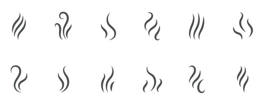 Smoke steam vector icon isolated on white background. Doodle smoke logo used for designating smoking areas, indicating health warnings.