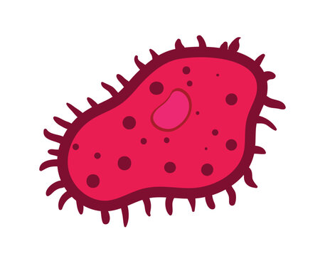 Cartoon vector illustration of Salmonella bacteria. Microscopic cell organism with flagella isolated on white background.