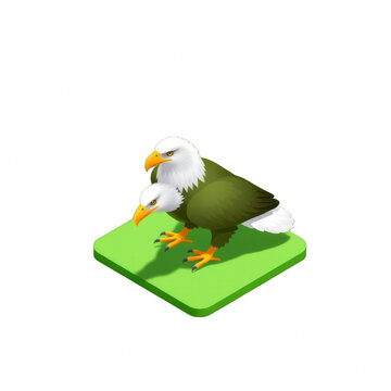 Isometric two headed eagle on green base