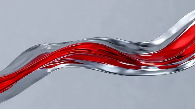 Red and silver liquid wave