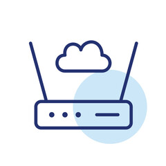 Fototapeta premium Cloud network router, wireless cloud connection. Pixel perfect, editable stroke vector icon