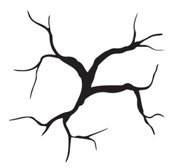 Fototapeta premium Black crack or ground split silhouette. Vector flat cartoon illustration of a broken surface pattern isolated on white background.