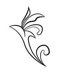 Naklejka premium Vintage baroque floral vignette element. Vector line art illustration of a decorative classic acanthus leaf ornament isolated on white background.