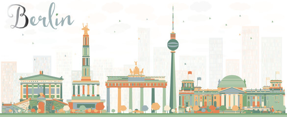 Abstract of berlin skyline with colorful buildings and landmarks cityscape © BrightLayer