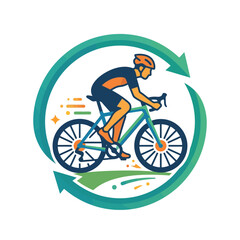 Obraz premium Man Riding a Bicycle Fast Outdoors.