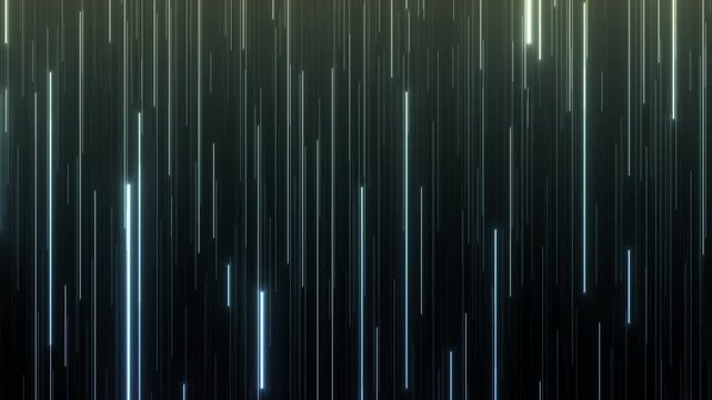 縦に流れる青緑の光線が走る抽象テクノ背景