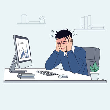 Stressed Businessman Overwhelmed By Work Deadlines And Difficult Tasks