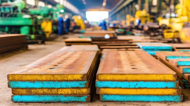 girder. Detailed steel frame construction in an industrial workshop, showcasing structural design and engineering. safety posters.