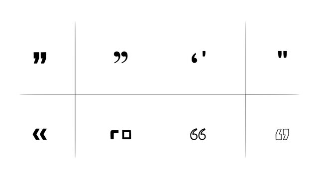 Collection of Various Quotation Mark Symbols and Punctuation, Vector Illustration Featuring Symbol, Typography, Quote with Text