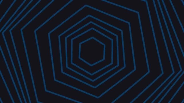 Geometric Neon Hexagon Spirals in Deep Blue Space