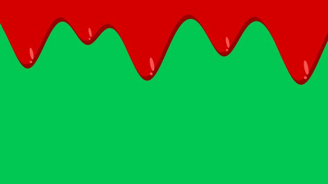 Abstract liquid motion red waves on green background