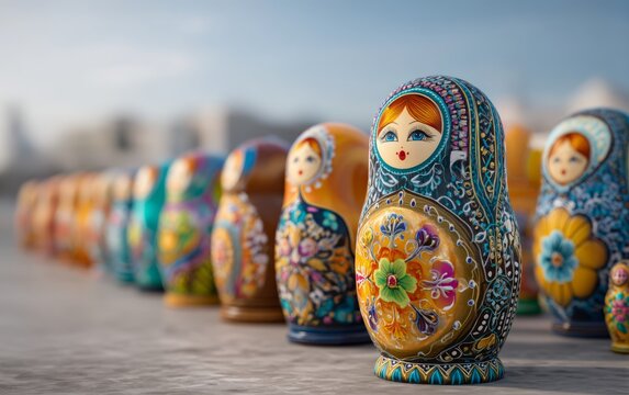 Diverse Collection of Colorful Nested Dolls Showcasing Unique Cultural Designs