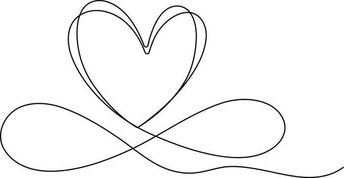 Continuous line drawing Heart infinity symbol, love vector icon, continuous line drawing, minimalist heart shape