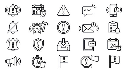 Fototapeta premium Digital notification and communication line icon set.