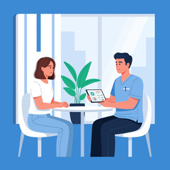 Fototapeta premium Professional Consultation Meeting With Tablet Patient Discussion