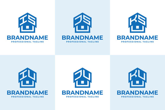 Letters IS IU JS JU KS KU Home Roof Logo, for SI UI JS JU KS KU initials related to house