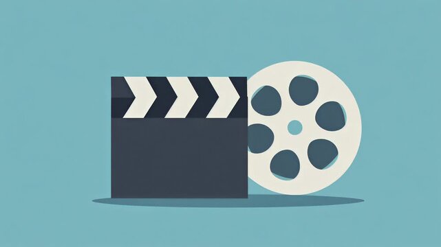 Classic Film Clapperboard and Reel Iconography for Filmmaking and Cinema Concepts.