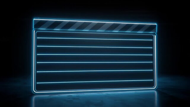 Futuristic Neon Clapperboard for Film Production.
